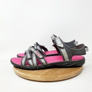 Teva Tirra Sandals Womens 7.5 Grey Silver Straps Water Hiking Beach Shoes